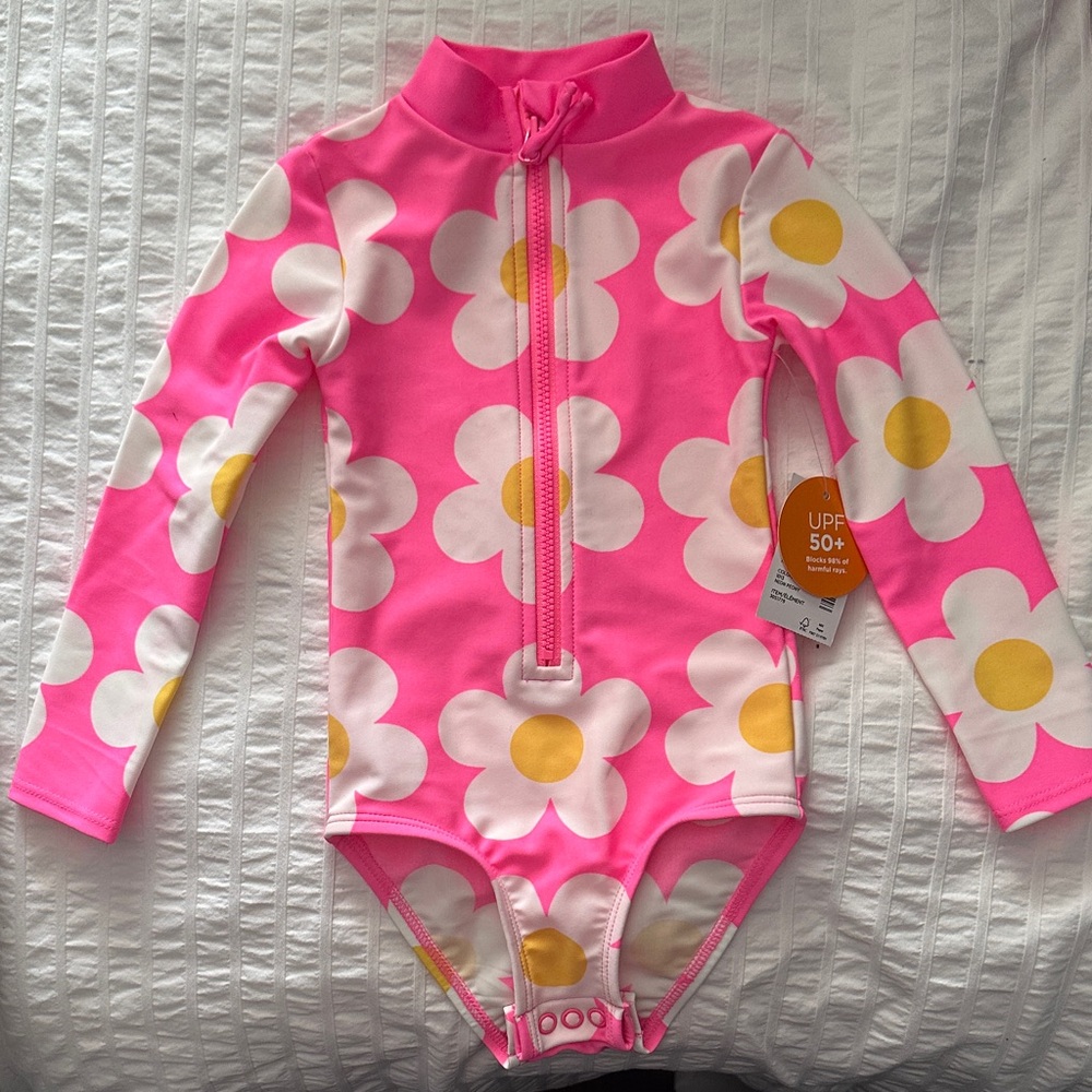 Gymboree Pink Floral Toddler Swimsuit 12-18 months